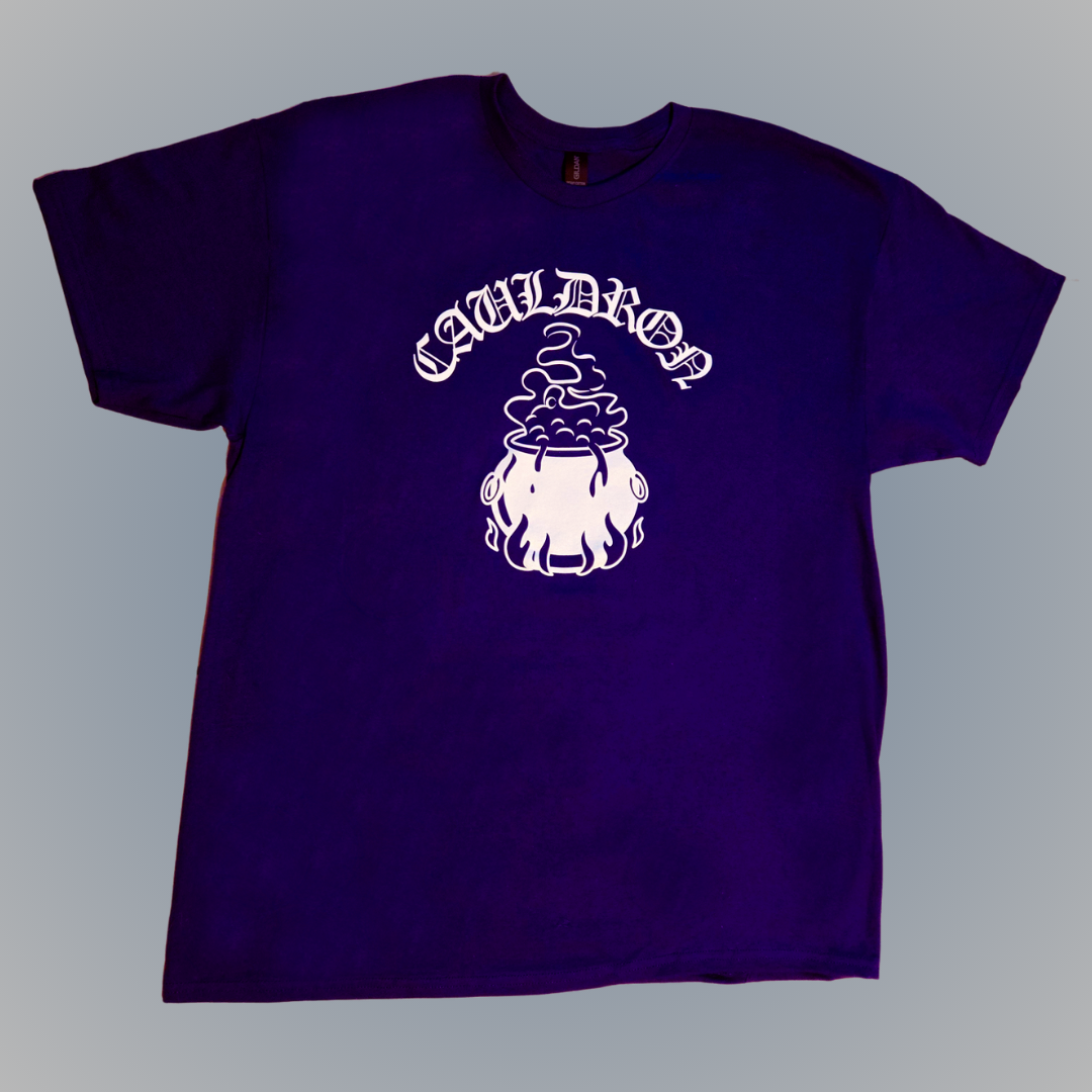 Cauldron Graphic Tee - Purple Cotton Shirt