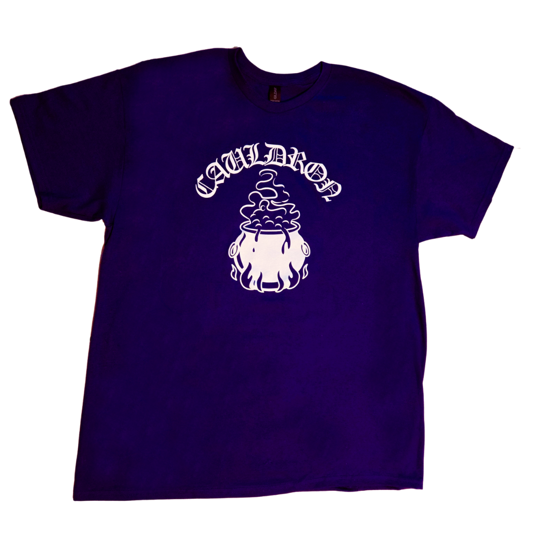 Cauldron Graphic Tee - Purple Cotton Shirt